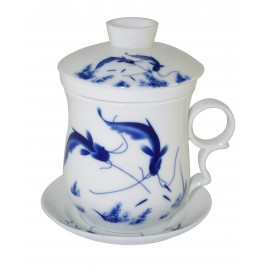 Mug à thé en porcelaine de Jingdezhen avec couvercle et infuseur