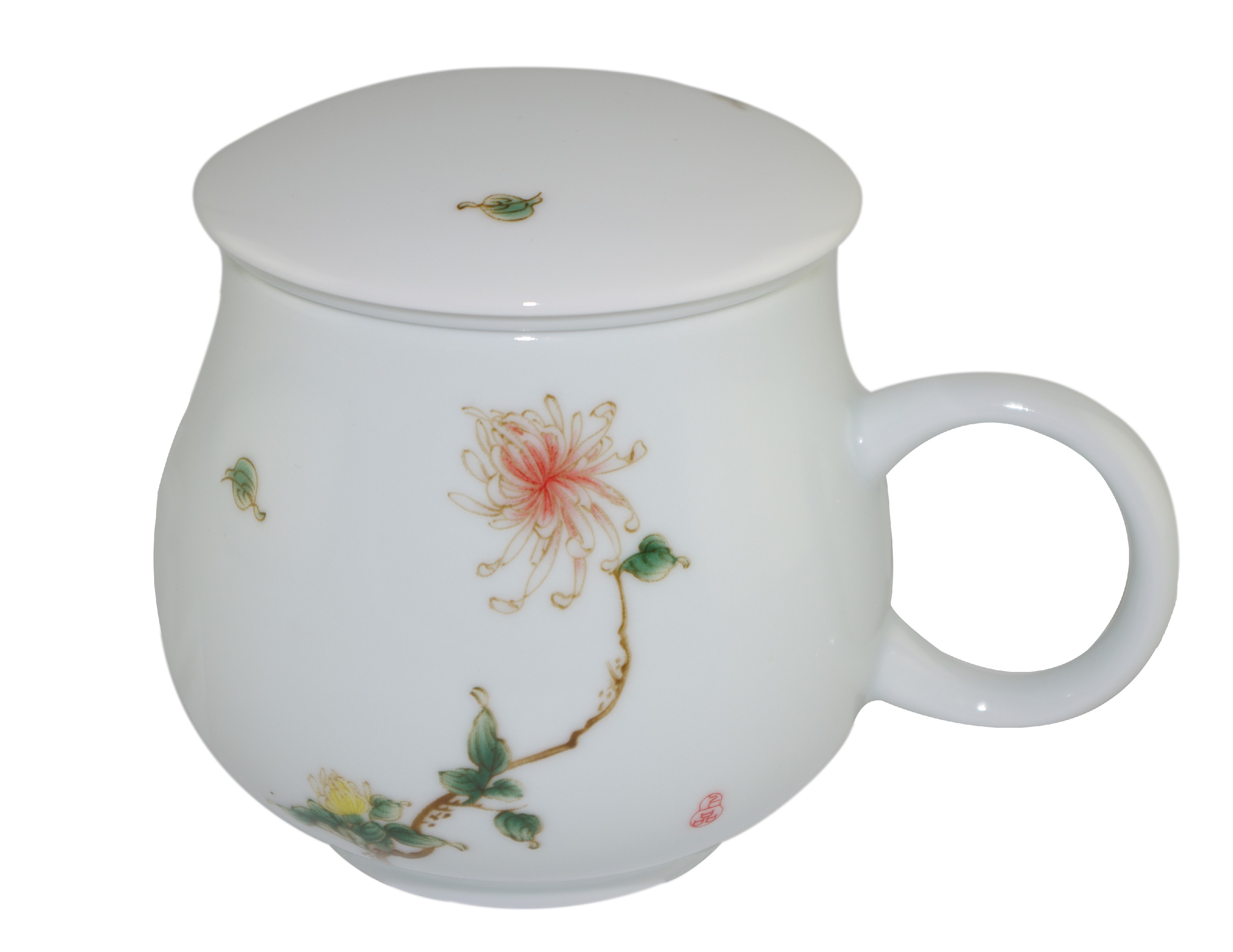 Mug à thé en porcelaine avec couvercle et infuseur 320 ml