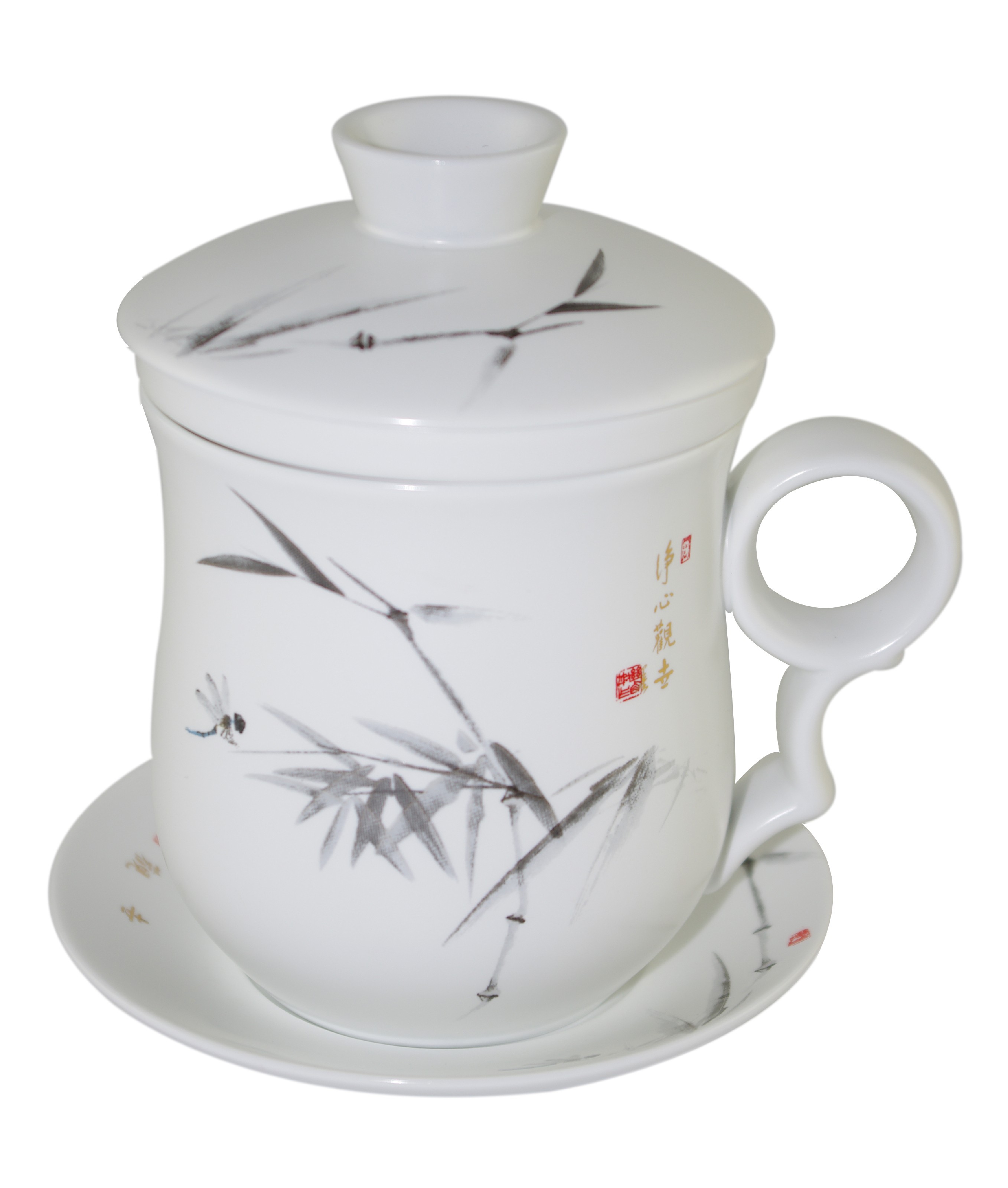 Mug à thé en porcelaine satinée avec couvercle et infuseur 310 ml