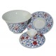 Gaiwan en porcelaine peint à la main, set de 3 pièces