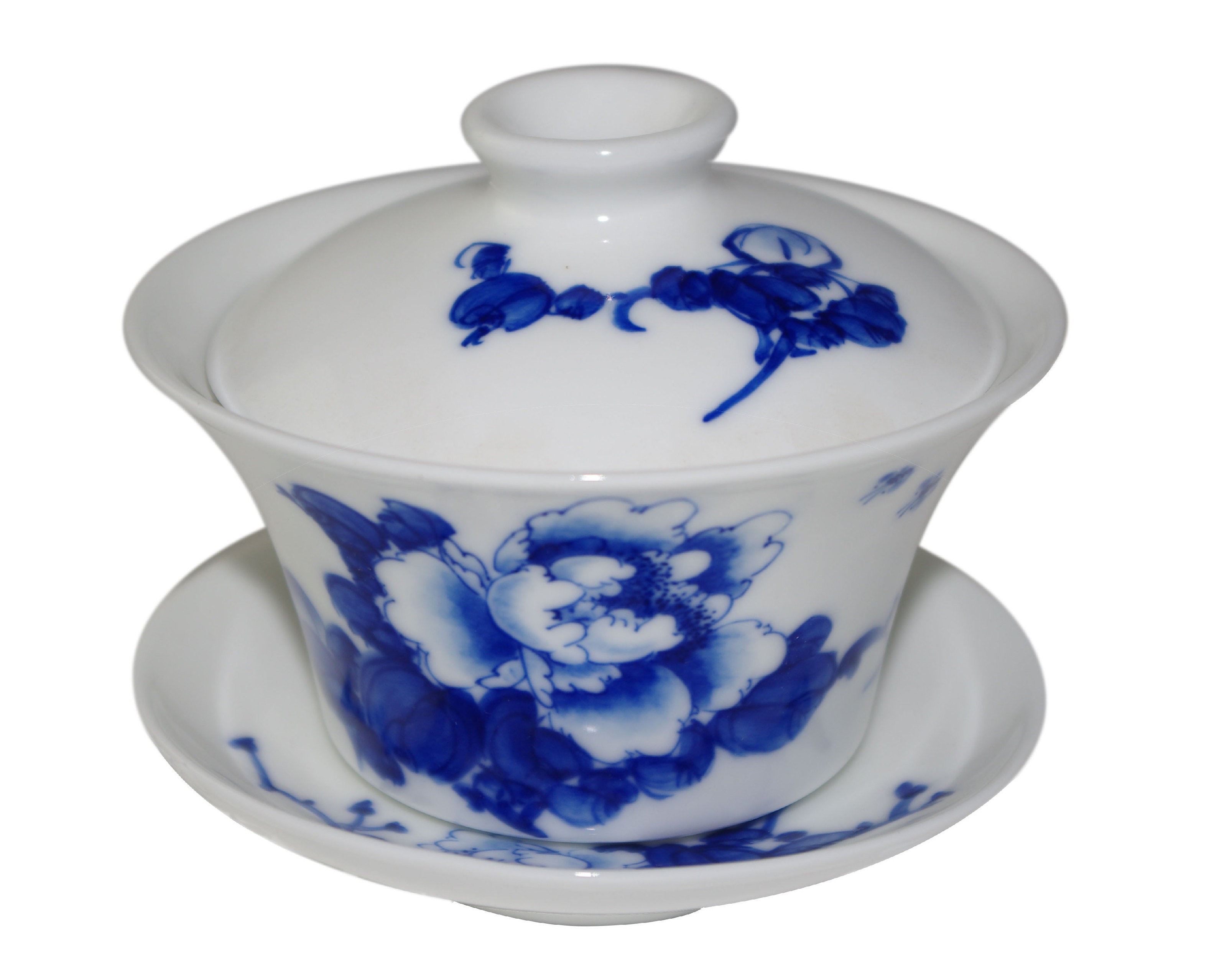 Gaiwan Qing Hua 100 ml avec une pivoine