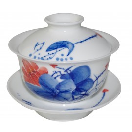 Gaiwan en porcelaine, peint à la main, fleur de lotus 155 ml