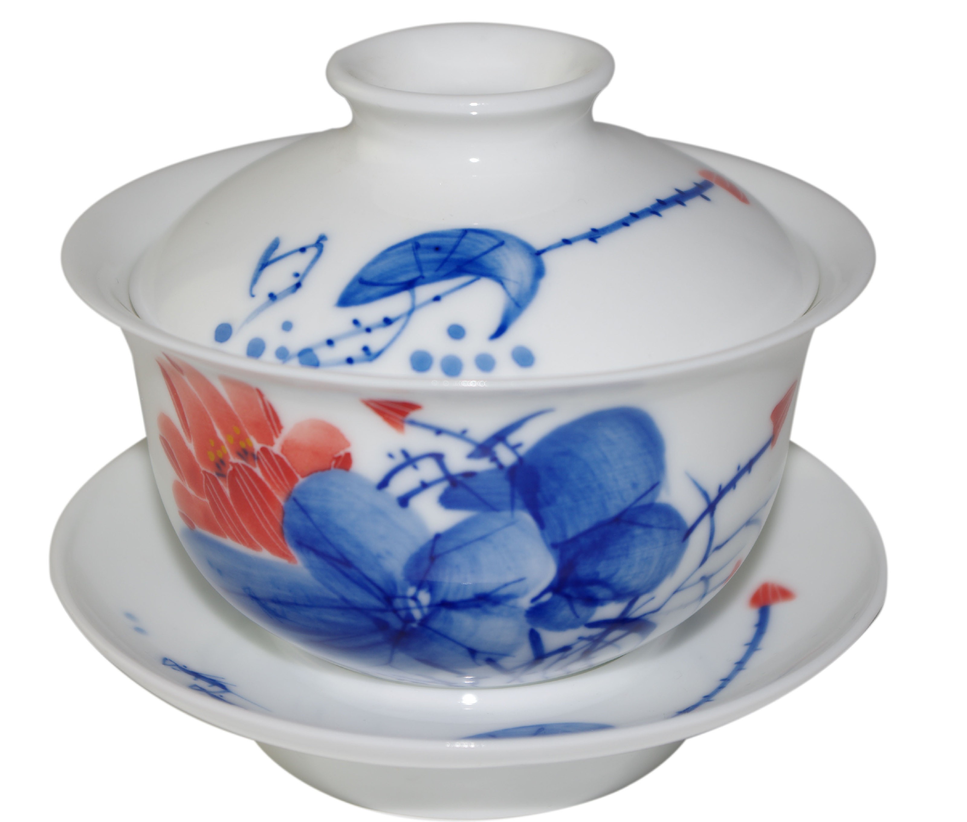 Gaiwan en porcelaine, peint à la main, fleur de lotus 155 ml