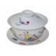 Gaiwan en porcelaine peint à la main décoré d'enfants en habits traditionnels chinois