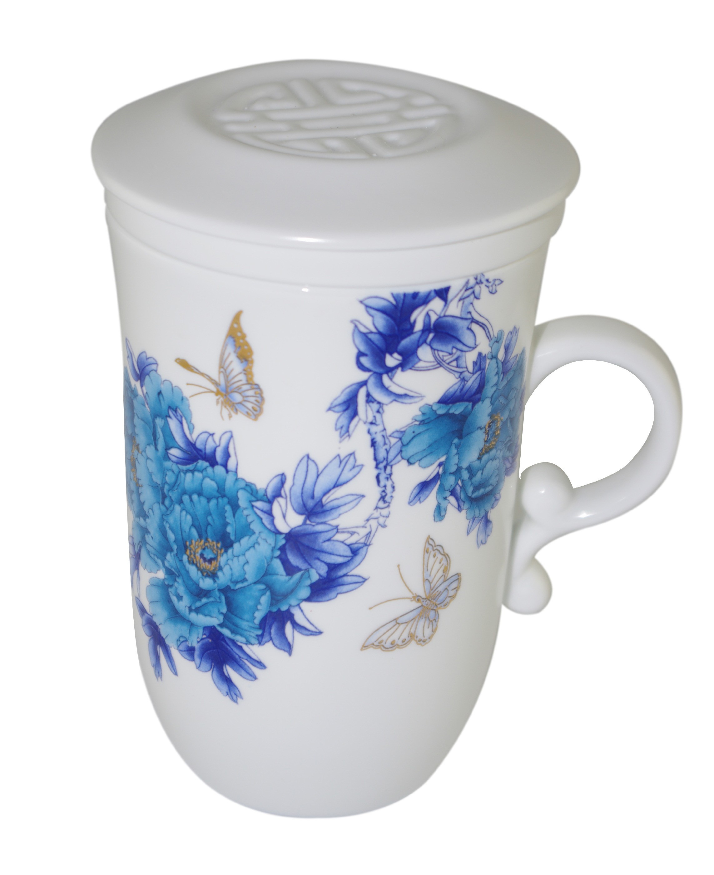 Tasse à thé en porcelaine de Jingdezhen avec infuseur et couvercle 250 ml