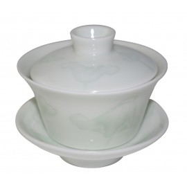 Gaiwan en porcelaine 120 ml de couleur jade avec décorations en reflet