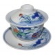 Gaiwan en porcelaine 115 ml  canards mandarins et lotus (set A)