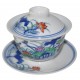 Gaiwan en porcelaine 115 ml  canards mandarins et lotus (set A)