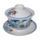 Gaiwan en porcelaine 115 ml  canards mandarins et lotus (set A)