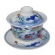 Gaiwan en porcelaine 115 ml  canards mandarins et lotus (set A)