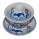 Gaiwan en porcelaine 115 ml  canards mandarins et lotus (set A)