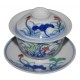 Gaiwan en porcelaine 115 ml  canards mandarins et lotus (set B)