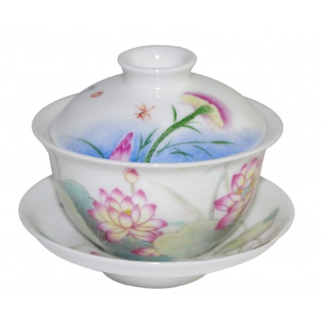 Gaiwan en porcelaine décoré de lotus 130 ml