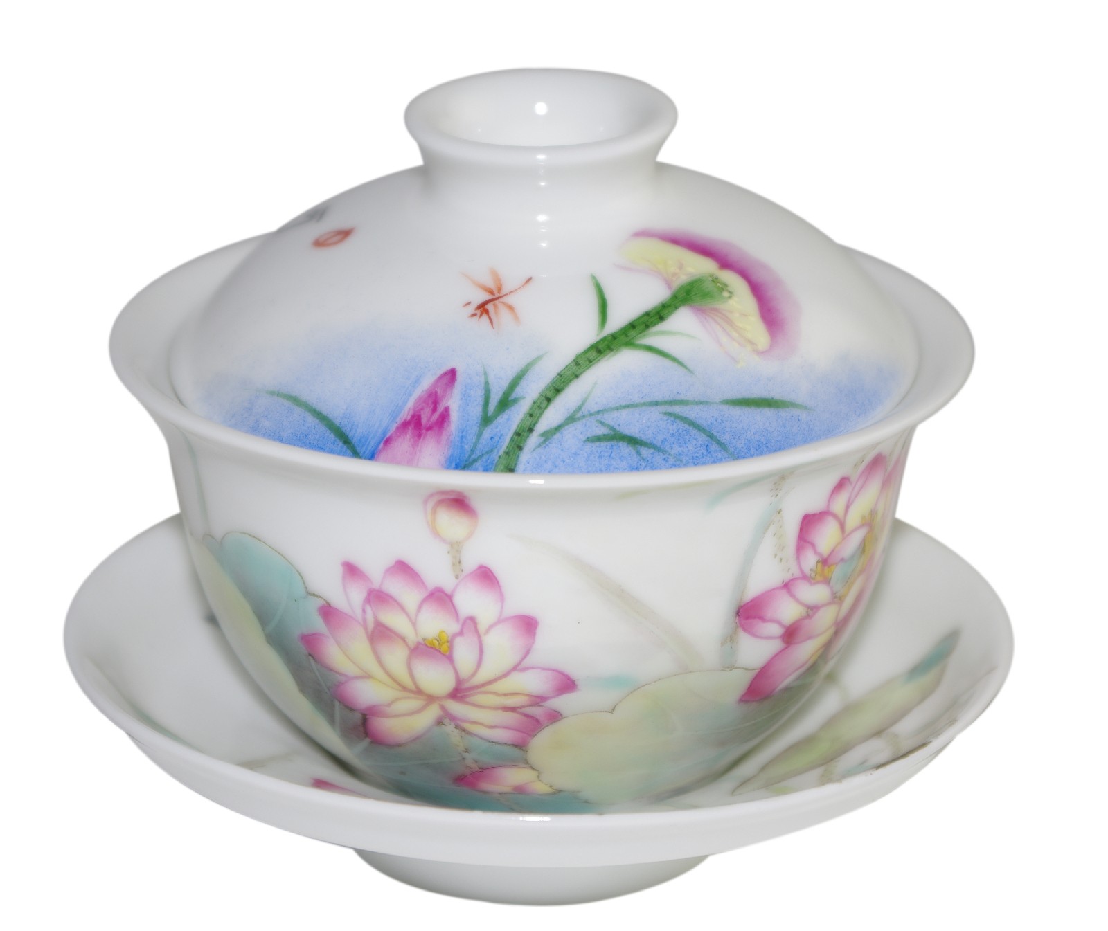 Gaiwan en porcelaine décoré de lotus 130 ml