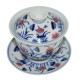 Gaiwan en porcelaine peint à la main - Fruits de lotus et fleurs stylisées 145 ml