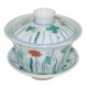 Gaiwan en porcelaine jade claire, décoré de lotus stylisés 140 ml