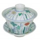 Gaiwan en porcelaine jade claire, décoré de lotus stylisés 140 ml