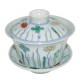 Gaiwan en porcelaine jade claire, décoré de lotus stylisés 140 ml