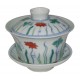 Gaiwan en porcelaine jade claire, décoré de lotus stylisés 140 ml