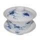 Gaiwan en porcelaine de style Qing Hua décoré de melons et papillons