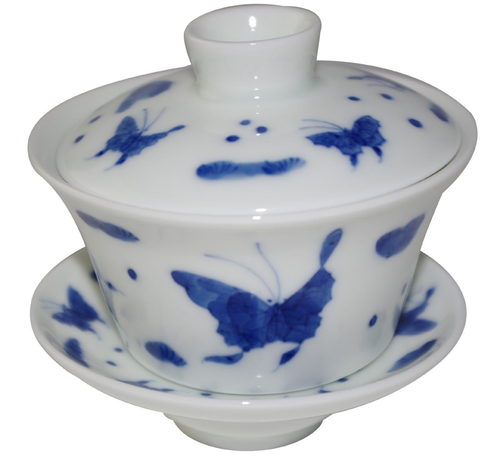 Gaiwan en porcelaine de style Qin Hua décoré de papillons 125 ml