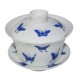 Gaiwan en porcelaine blanche, décoré de papillons bleus 150 ml